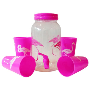 Flamingo Water Dispenser with 4 Glasses - 
