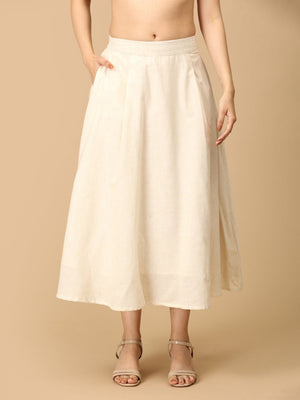 Coral and White Flare & Fizz Women's Skirt and Handloom Top Set - Women's Co-ord Set