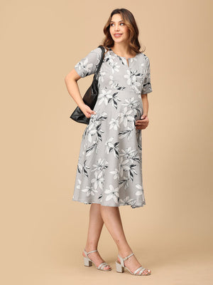 Fleur de Grey Maternity and Nursing Dress - DRS - SK - FLDGR - S