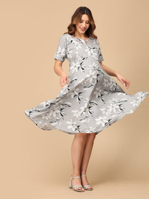 Fleur de Grey Maternity and Nursing Dress - DRS - SK - FLDGR - S