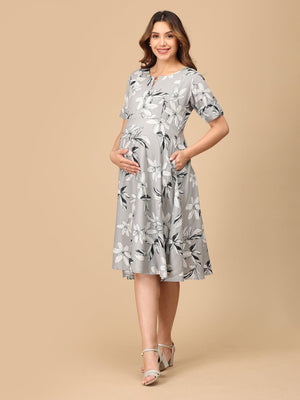 Fleur de Grey Maternity and Nursing Dress - DRS - SK - FLDGR - S
