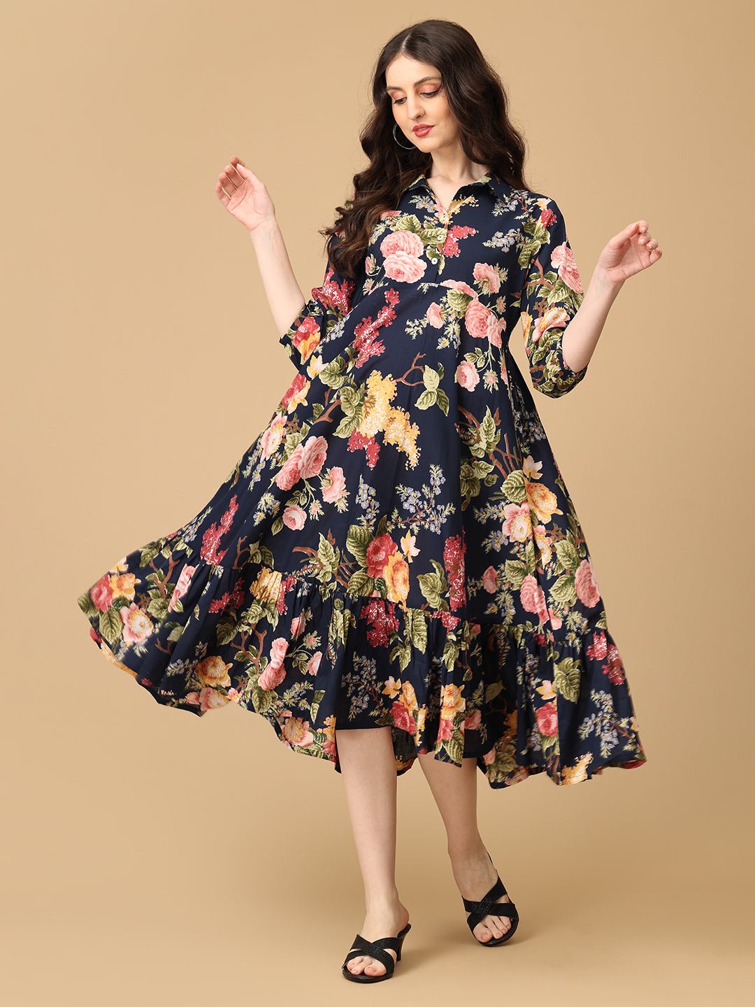 Fleur de Sombre Maternity and Nursing Dress - DRS - SK - FLED - S