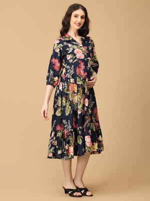 Fleur de Sombre Maternity and Nursing Dress - DRS - SK - FLED - S
