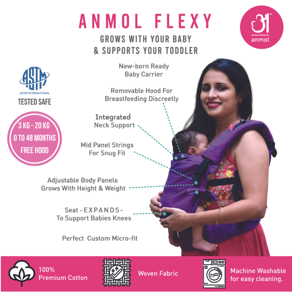 Anmol Baby Ergonomic Baby Carrier- Shiv Red Flexy