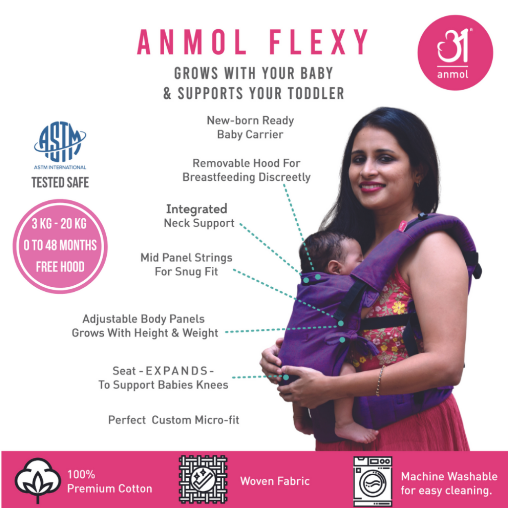 Anmol Baby Ergonomic Baby Carrier- Bandhini Flexy