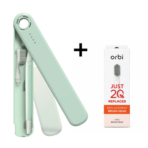 Flipper Orbi Toothbrush with 2 Brush + 4 Brush Heads -Mint Green - Skin, Hair & Oral Care