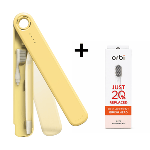 Flipper Orbi Toothbrush with 2 Brush + 4 Brush Heads - Summer Gelato ( yellow ) - Skin, Hair & Oral Care