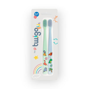 Flipper Twigo Kids Children's toothbrush, 2-pack, Aloe Green & Winter Blue - Skin, Hair & Oral Care