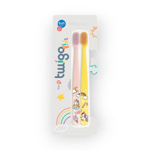 Flipper Twigo Kids Children's toothbrush, 2-pack, Sakura Pink & Summer Yellow - Skin, Hair & Oral Care