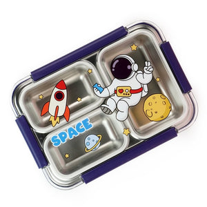 Floating Astronaut Blue Stainless Steel Kids Lunch Box - Back To School