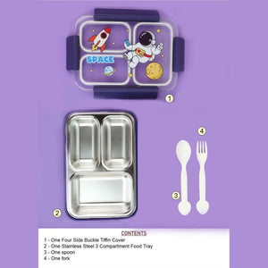 Floating Astronaut Blue Stainless Steel Kids Lunch Box - Back To School