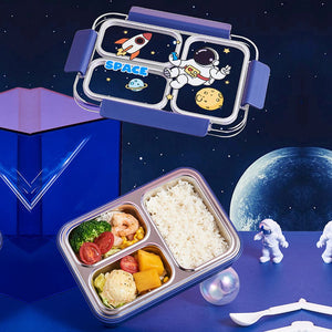Floating Astronaut Blue Stainless Steel Kids Lunch Box - Back To School