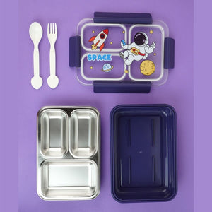 Floating Astronaut Blue Stainless Steel Kids Lunch Box - Back To School