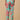 Back view of mint green floral maternity pants with elastic waist for a flexible fit.