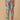 Front view of mint green floral maternity pants with soft elasticated waistband for comfort.