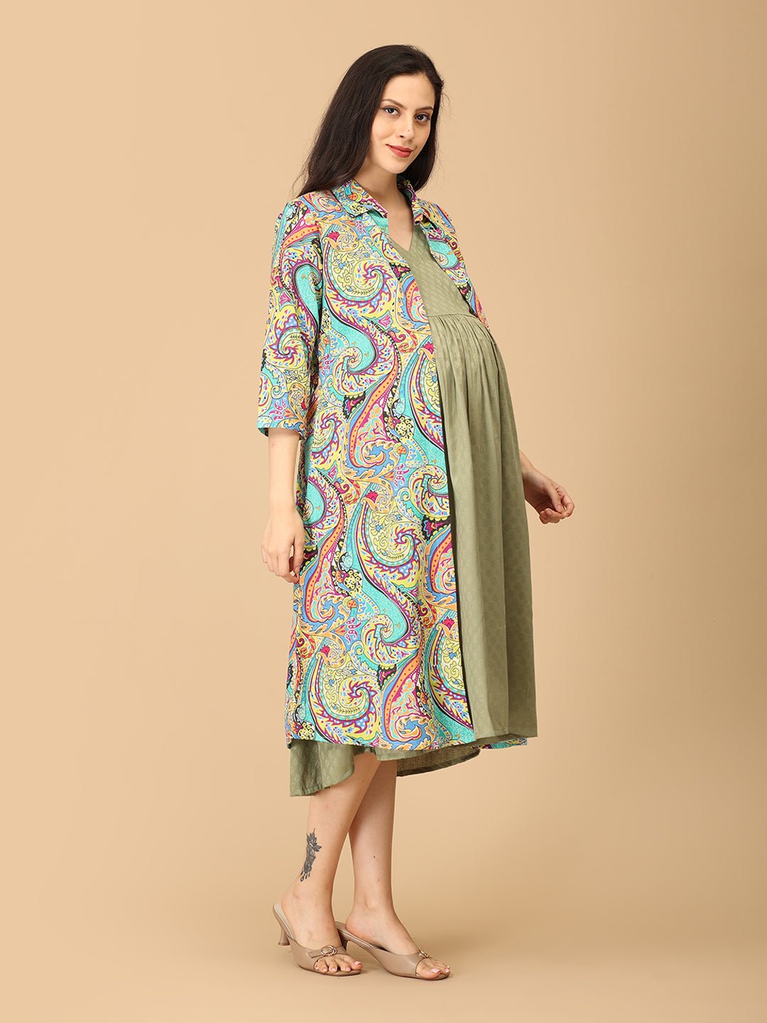 Floret Fizz Maternity and Nursing Shacket Dress - DRS - SK - PTLIC - S