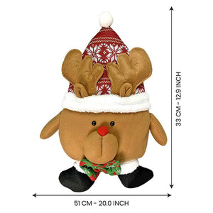 Fluffy Reindeer Christmas Themed Pillow - 
