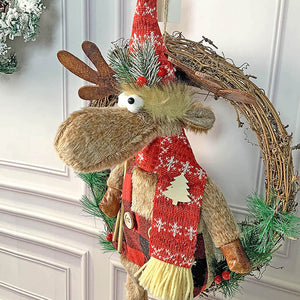 Fluffy Rudolf Christmas Artificial Wreath for wall, door and Christmas tree Décor - 