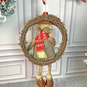 Fluffy Rudolf Christmas Artificial Wreath for wall, door and Christmas tree Décor - 