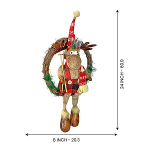 Fluffy Rudolf Christmas Artificial Wreath for wall, door and Christmas tree Décor - 