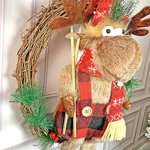 Fluffy Rudolf Christmas Artificial Wreath for wall, door and Christmas tree Décor - 