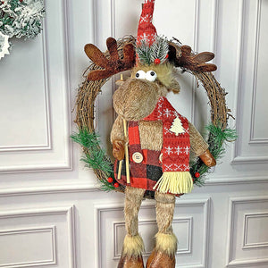 Fluffy Rudolf Christmas Artificial Wreath for wall, door and Christmas tree Décor - 