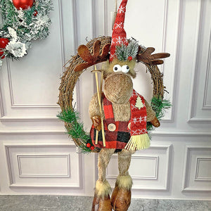 Fluffy Rudolf Christmas Artificial Wreath for wall, door and Christmas tree Décor - 