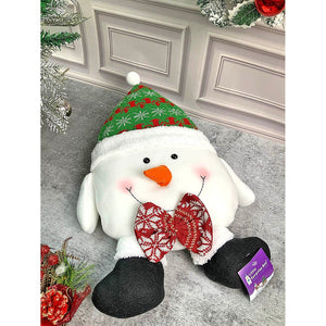 Fluffy Snowman Christmas Themed Pillow - 