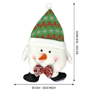 Fluffy Snowman Christmas Themed Pillow - 