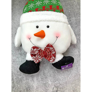 Fluffy Snowman Christmas Themed Pillow - 