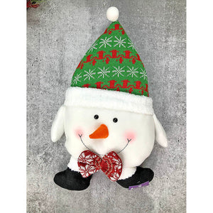 Fluffy Snowman Christmas Themed Pillow - 