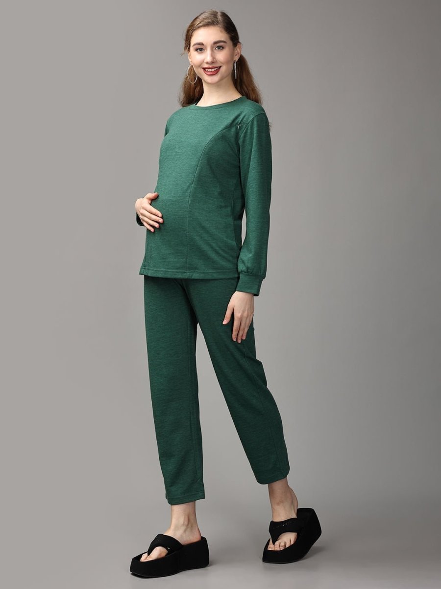 Fo-rest Spot Maternity and Nursing Sweatshirt Co- Ord Set - MWW-SD-GRSC-S