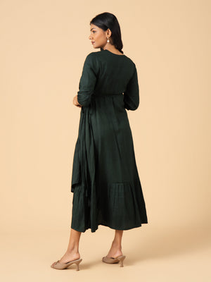 Forest Whisper Maternity Wrap Dress - S Maternity Casual Dress