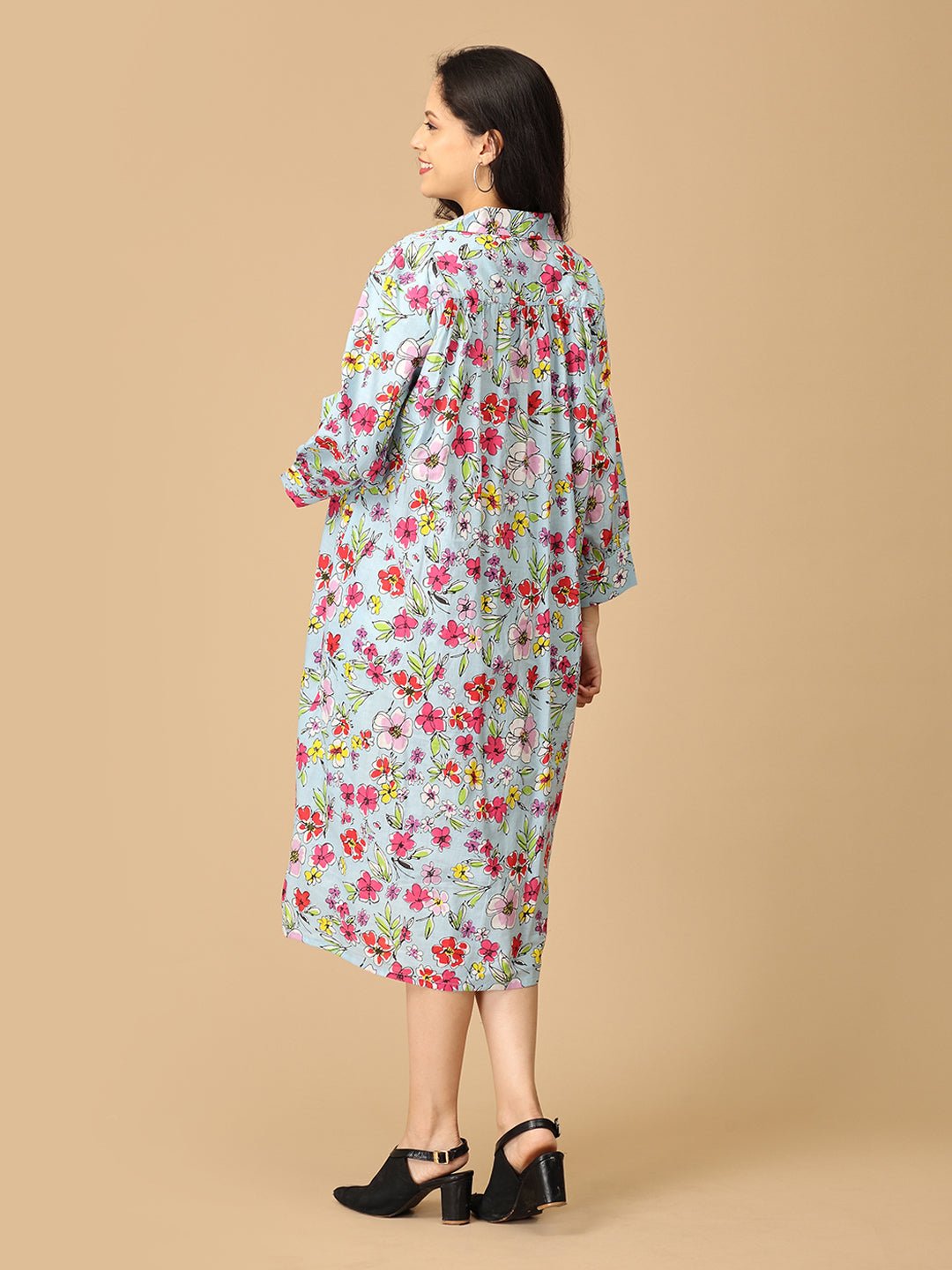 Forget - Me - Not Maternity and Nursing Shirt Dress - DRS - SK - FGMN - S