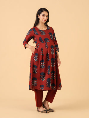 Form Copper Maternity and Nursing Kurta Set With Dupatta - S Maternity Ethnic Set