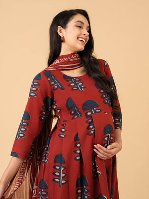 Form Copper Maternity and Nursing Kurta Set With Dupatta - S Maternity Ethnic Set