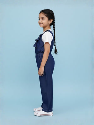Frilled Girls Jumpsuit Dark Wash - 1 - 2 Years Girls Casual Wear
