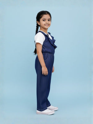 Frilled Girls Jumpsuit Dark Wash - 1 - 2 Years Girls Casual Wear