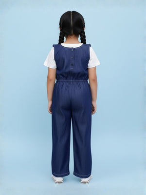 Frilled Girls Jumpsuit Dark Wash - 1 - 2 Years Girls Casual Wear