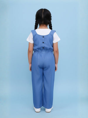 Frilled Girls Jumpsuit Light Wash - 1 - 2 Years Girls Casual Wear