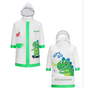 Frog Green Bordered Translucent long style Raincoat for kids - 3 - 4 Years Monsoon Wear