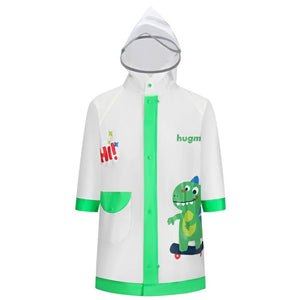 Frog Green Bordered Translucent long style Raincoat for kids - 3 - 4 Years Monsoon Wear