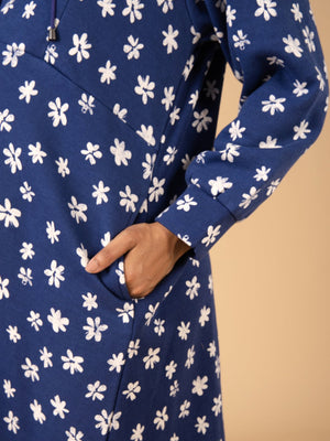 Frosted Bluebell Maternity and Nursing Hoodie Dress - Blue Maternity Winter Dress