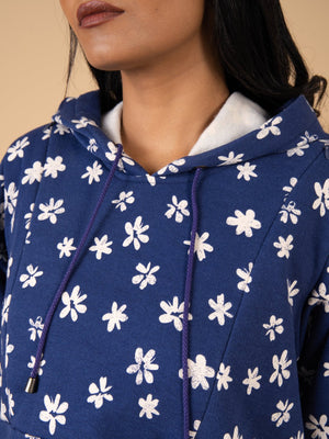 Frosted Bluebell Maternity and Nursing Hoodie Dress - Blue Maternity Winter Dress