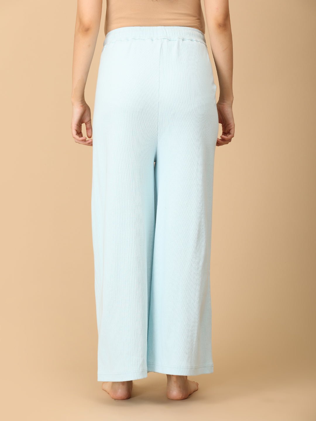 Back view of The Mom Store Frosted Fluff maternity pants with elastic waist, relaxed fit loungewear.