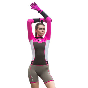 Fuchsia and White Knee Length Scuba Swimsuit 1.5mm Neoprene Swimwear for water adventures for Teens and Adults - S Swim