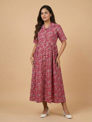 Fuchsia Fix Maternity And Nursing Dress - S Maternity Casual Dress