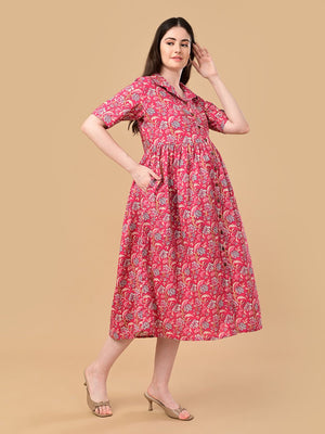 Fuchsia Fix Maternity And Nursing Dress - S Maternity Casual Dress