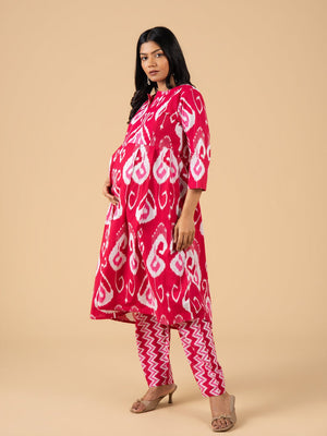 Fuchsia Leher Maternity and Nursing Kurta Set With Dupatta - S Maternity Ethnic Set