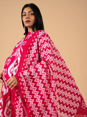 Fuchsia Leher Maternity and Nursing Kurta Set With Dupatta - S Maternity Ethnic Set
